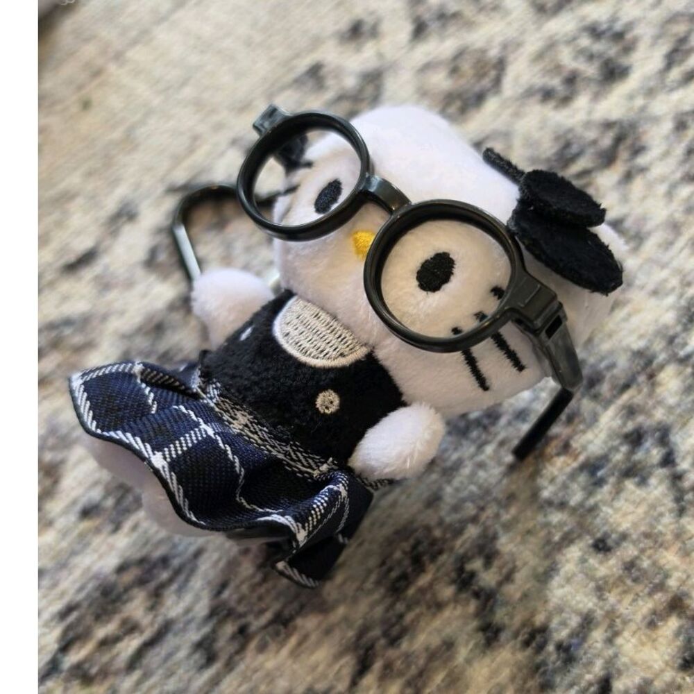 Sanrio Hello Kitty Plush Stuffed Animal with Glasses and Plaid Skirt